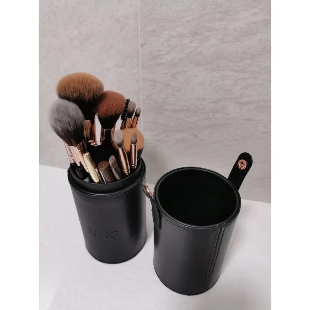 Niré Beauty 15piece Black Rose Gold Makeup Brush Set & Beauty Blender With Case